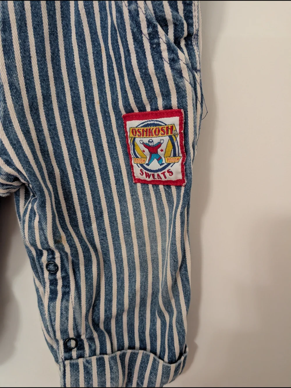 Vintage OshKosh Striped Overalls Made In The USA 100% Cotton Size 12m